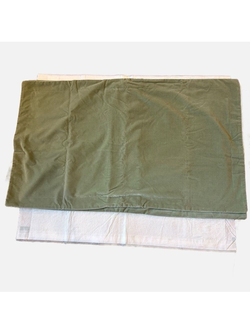 Ralph Lauren Blue Label Pillow Shams Set 2 Velvet Sage Green Cotton King 20x35